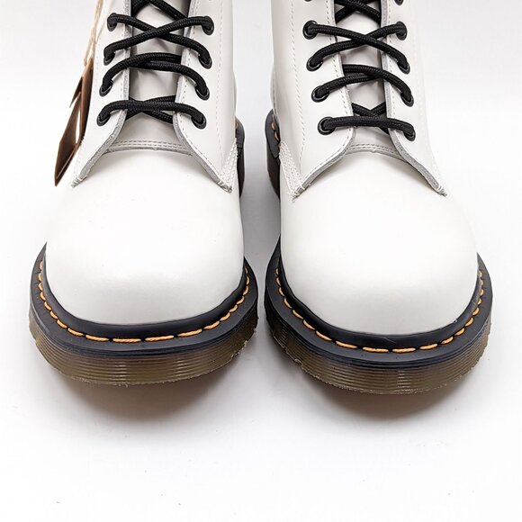 Dr Martens Unisex 101 Boots White Leather Yellow Stitch size W10 M9 - Picture 12 of 12